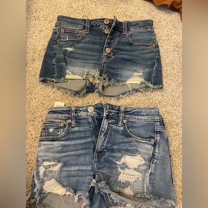 Two pairs of American eagle jean shorts